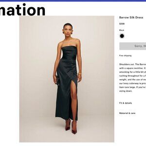 Reformation Barrow Silk Dress Black - Size 8